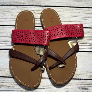 LOFT Women's Sandals in Red, Brown, and Gold